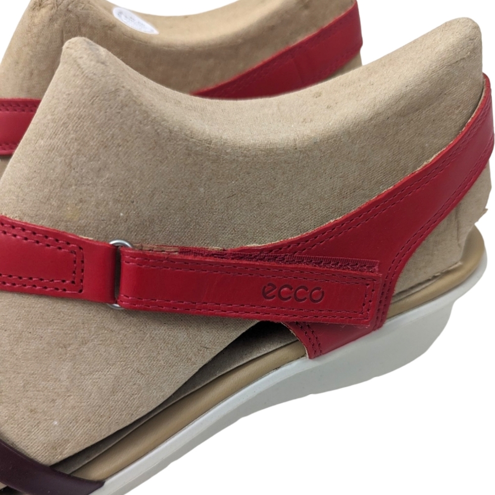 ECCO Leather Felicia Sandals NEW Womens 42 11 11.5 Red Strappy Velcro Closure - Picture 12 of 14